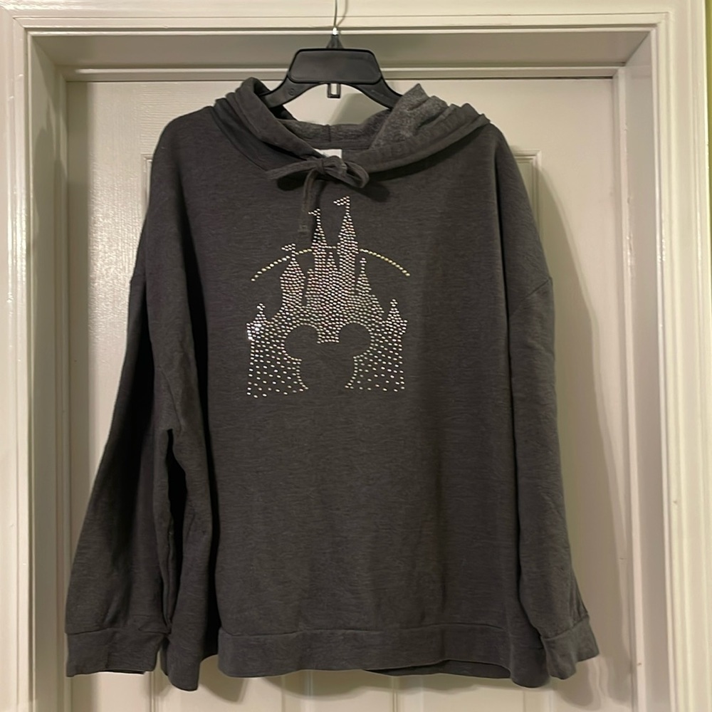 Disney Parks - Castle bling hoodie Mickey Mouse gray sweatshirt size 3X